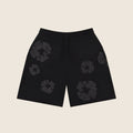 Short Denim Tears — Noir fleurs ton sur ton